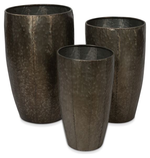 Aluminium Planter Pots, Graphite Coloured Set of Three