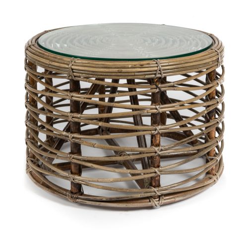 Natural Rattan Coffee Table & Glass Top | HGLiving
